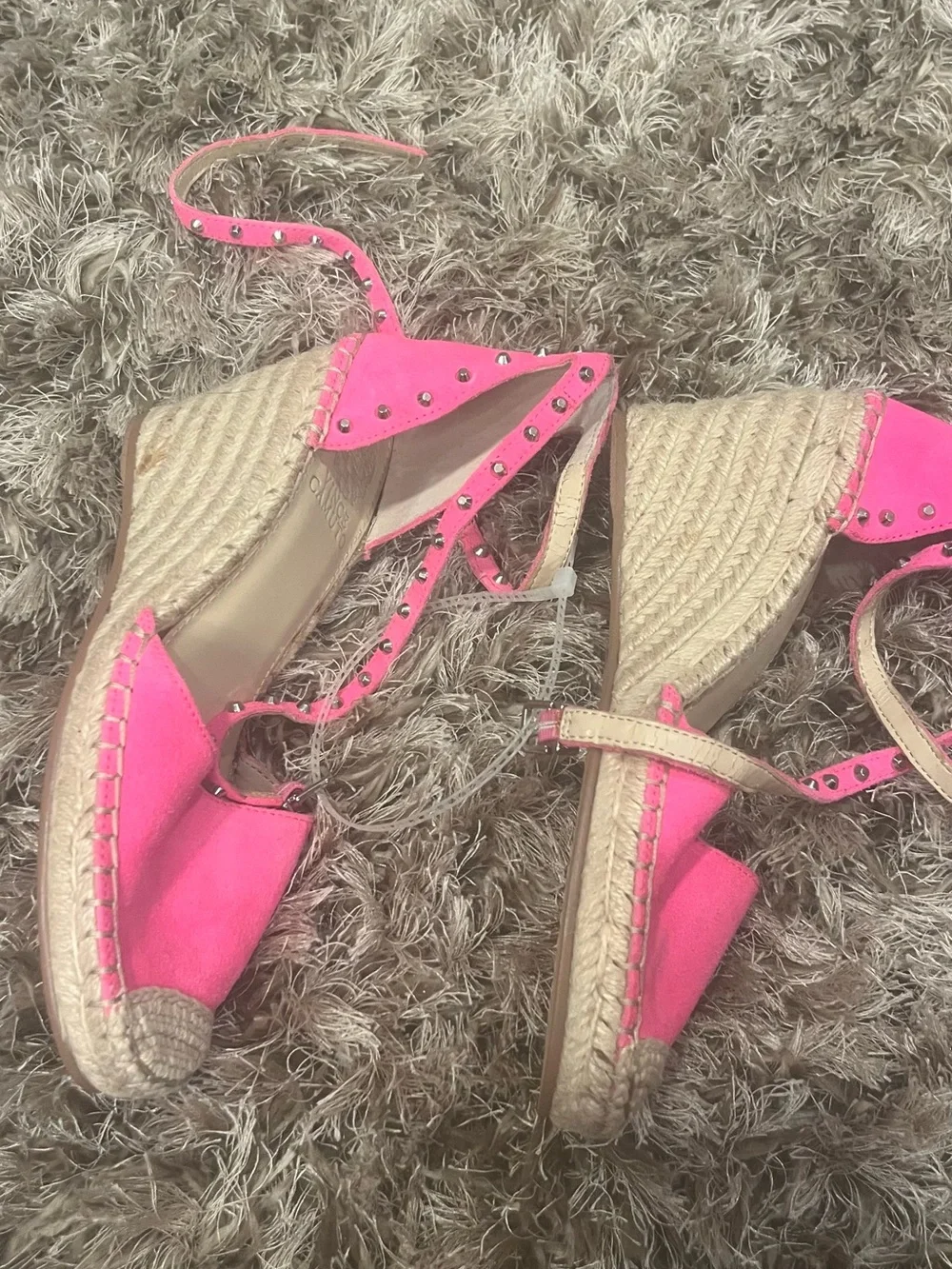 Vince Camuto Bright Pink Studded Espadrille Sandals